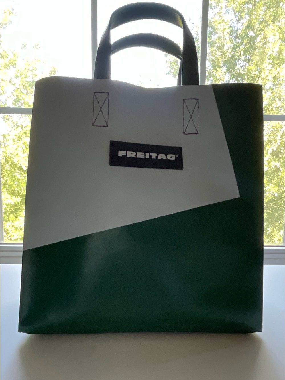 Freitag- Unisex Green & White Tote Bag - Durable Urban Carryall